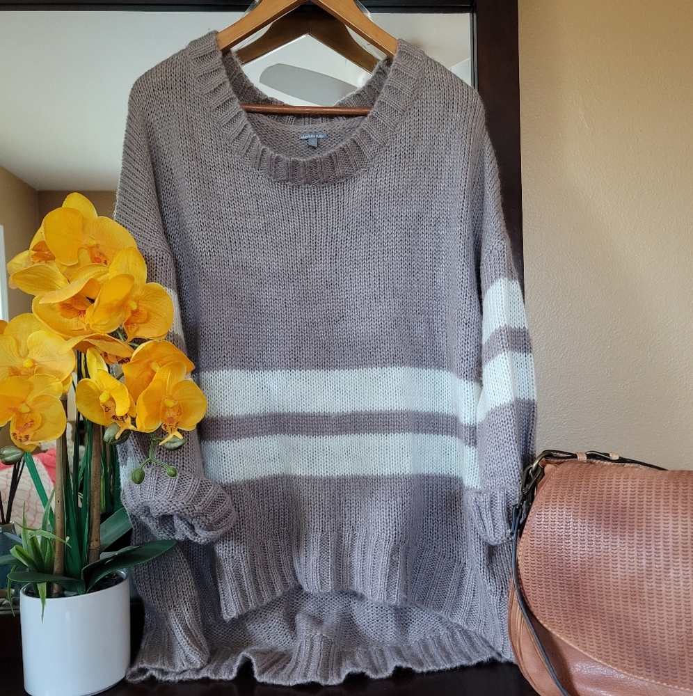 Oversized Fuzzy Stripe Sweater